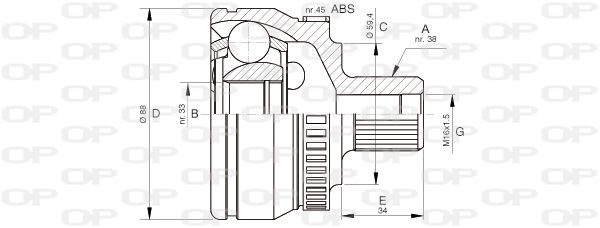 OPEN PARTS Шарнирный комплект, приводной вал CVJ5444.10